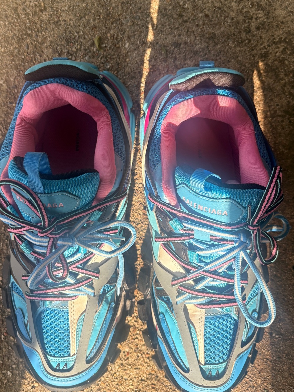 Balenciaga Blue & Pink Multi-Panel Runner Sneakers - Picture 2 of 3
